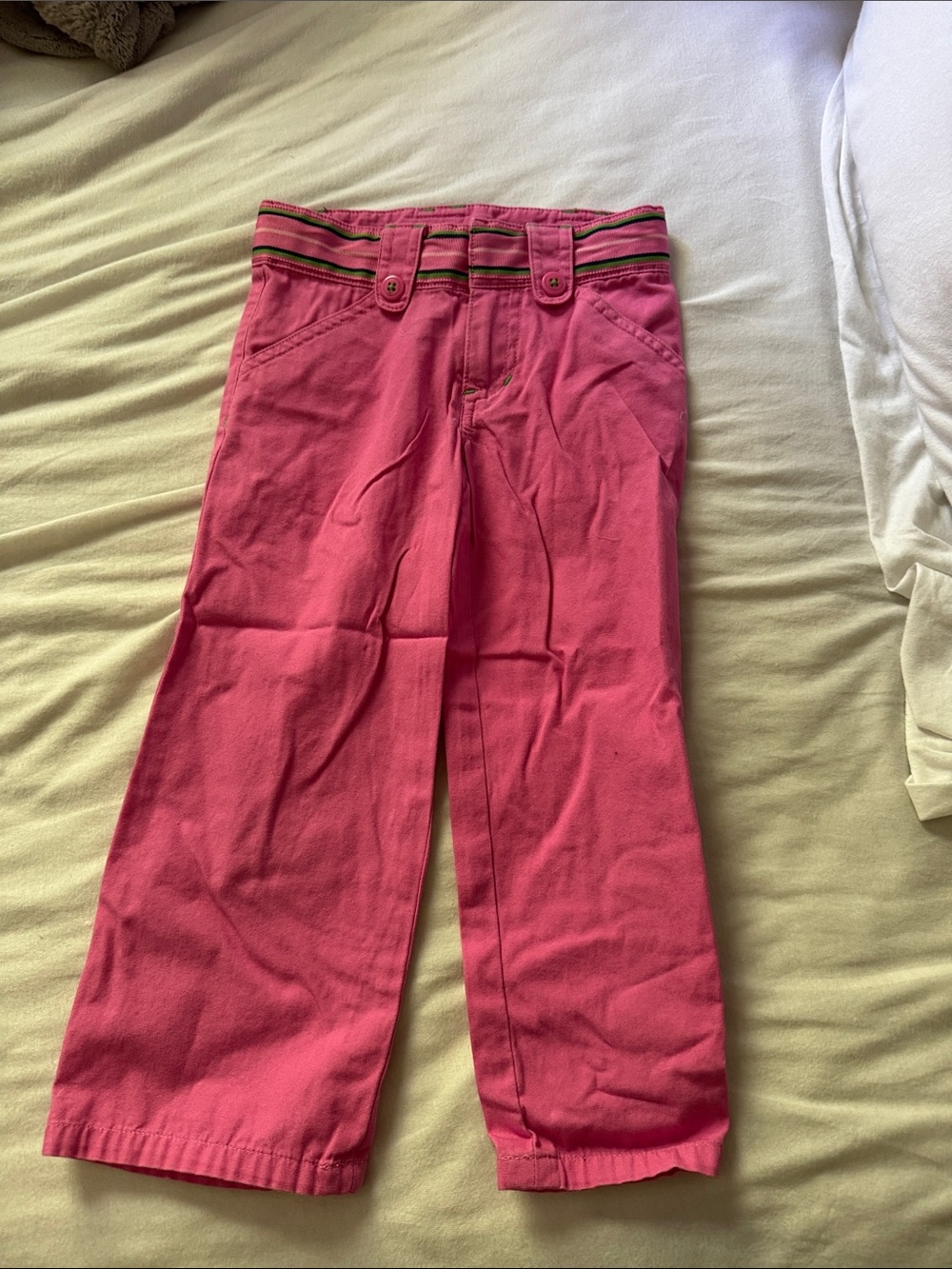 Lilly Pulitzer Hot Pink Wide-Leg Girls Casual Pants with Striped Waistband